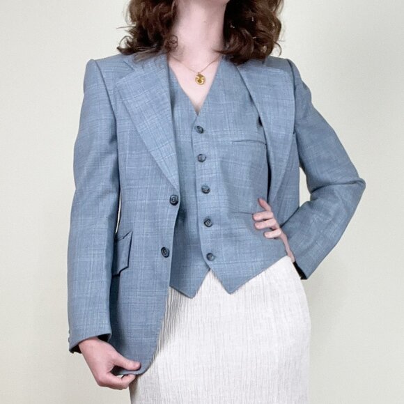 Vintage 70s Union Made Blazer Vest Matching Set Quiet Luxury Wedding Guest 1970s - Picture 10 of 15
